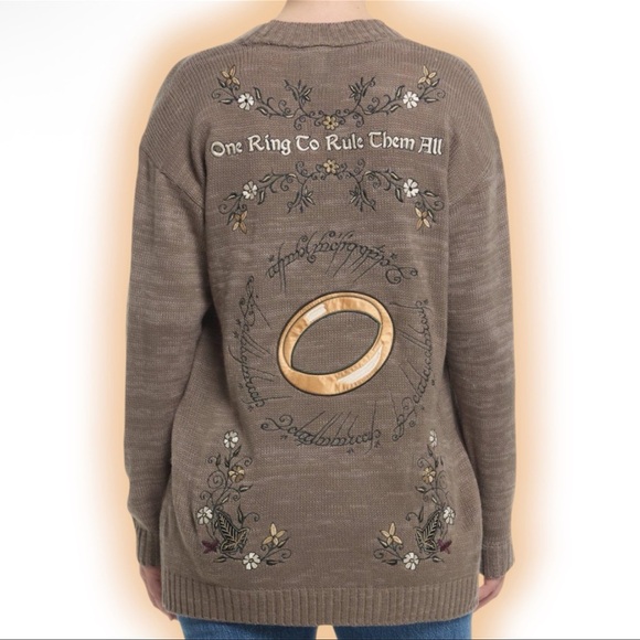 Her Universe Sweaters - The Lord Of The Rings Floral Icons Cardigan (Size Junior SM)